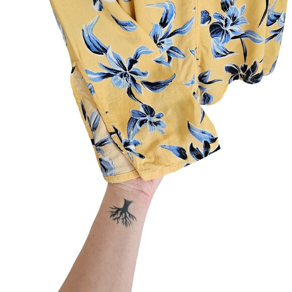 Melissa Nepton Yellow Floral Long Sleeve Tie Top Sz L - Picture 3 of 8